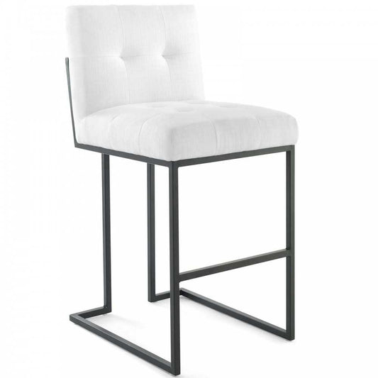 Privy Black Stainless Steel Upholstered Fabric Bar Stool, Black White