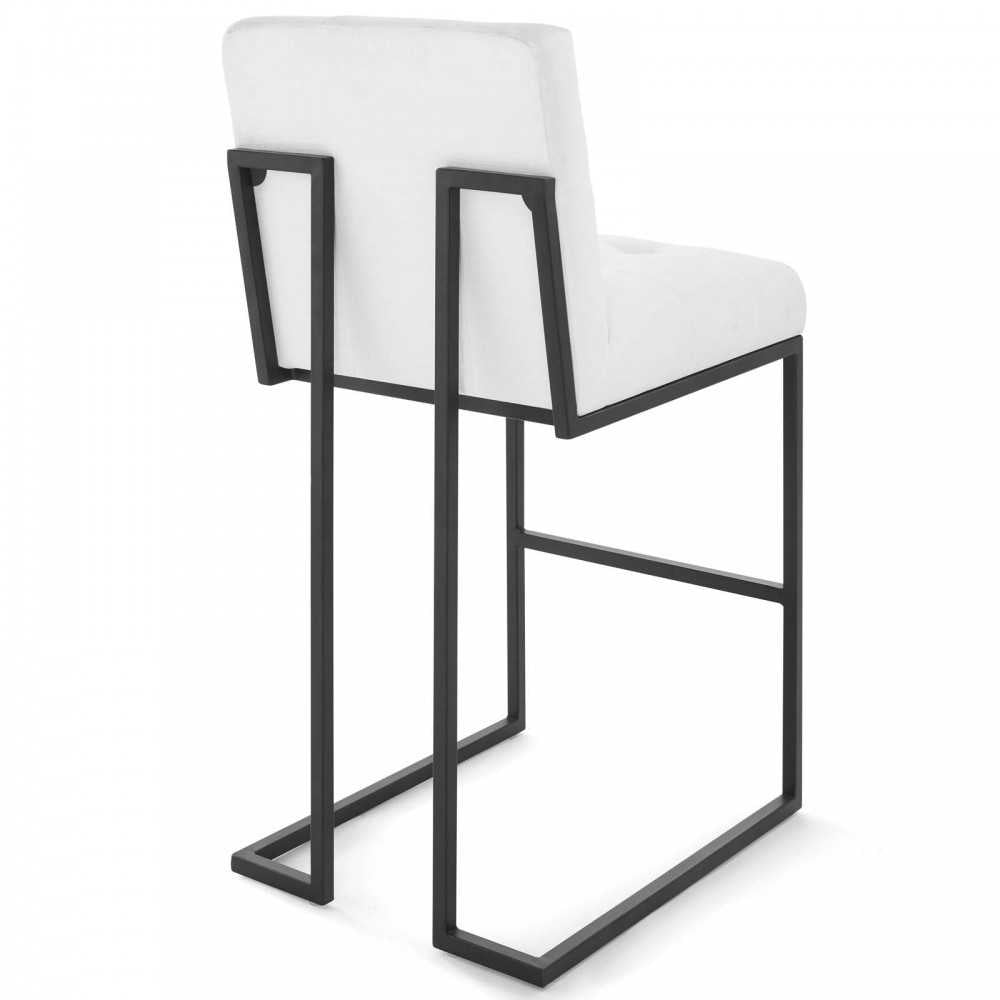 Privy Black Stainless Steel Upholstered Fabric Bar Stool, Black White