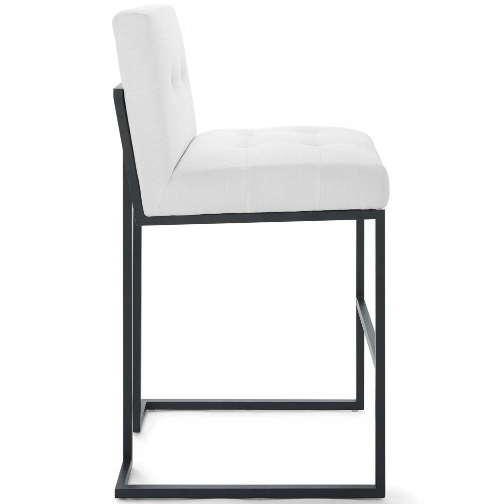 Privy Black Stainless Steel Upholstered Fabric Bar Stool, Black White