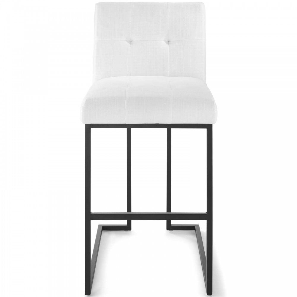 Privy Black Stainless Steel Upholstered Fabric Bar Stool, Black White