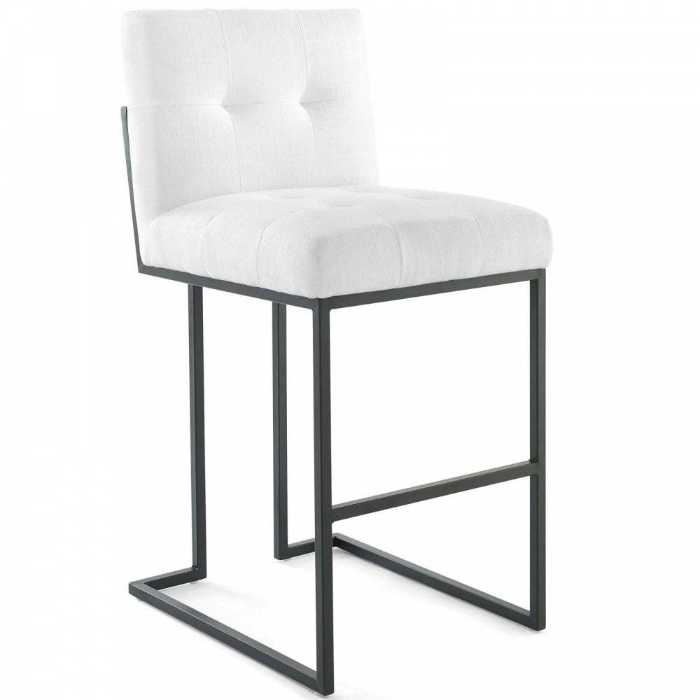 Privy Black Stainless Steel Upholstered Fabric Bar Stool Set of 2, Black White