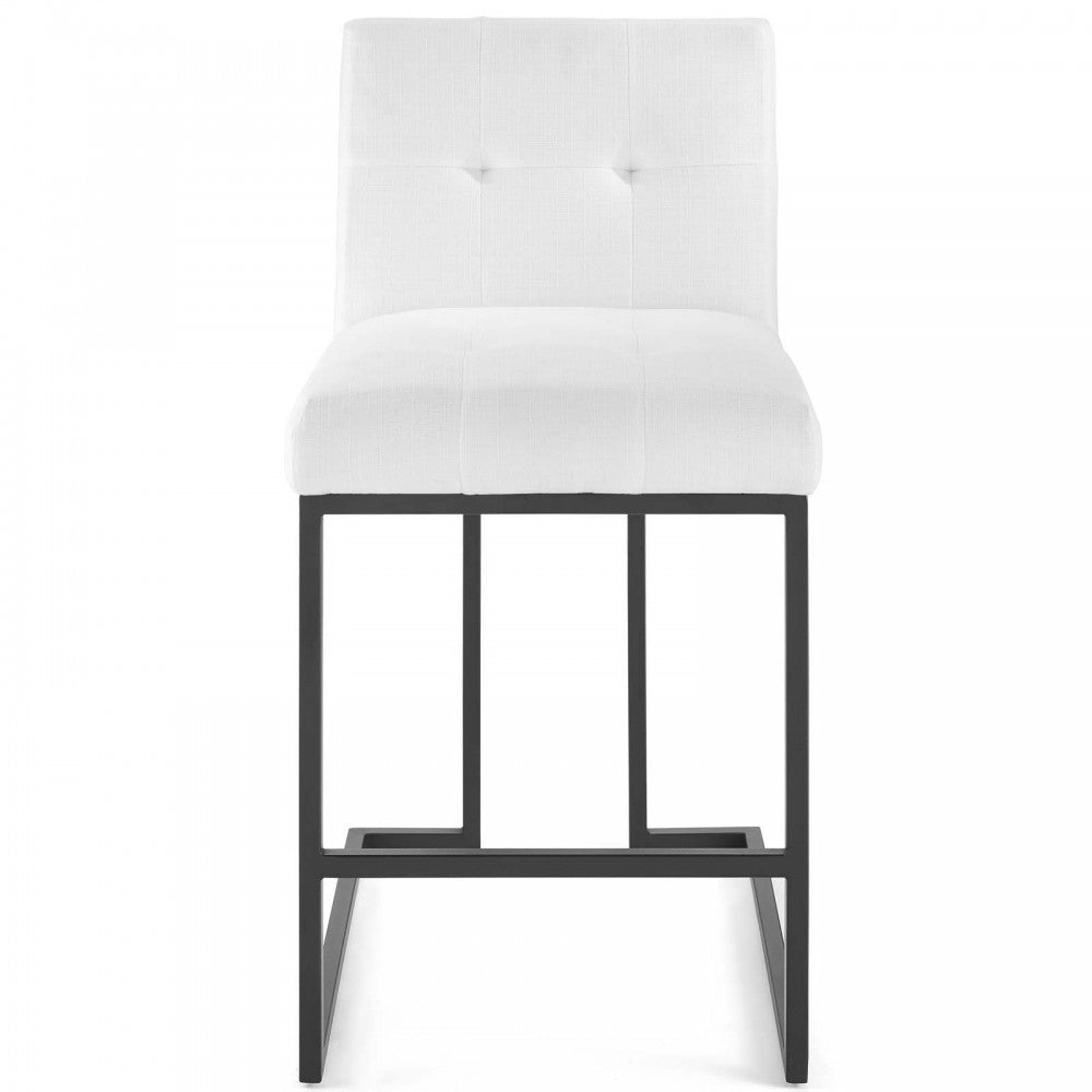 Privy Black Stainless Steel Upholstered Fabric Counter Stool, Black White