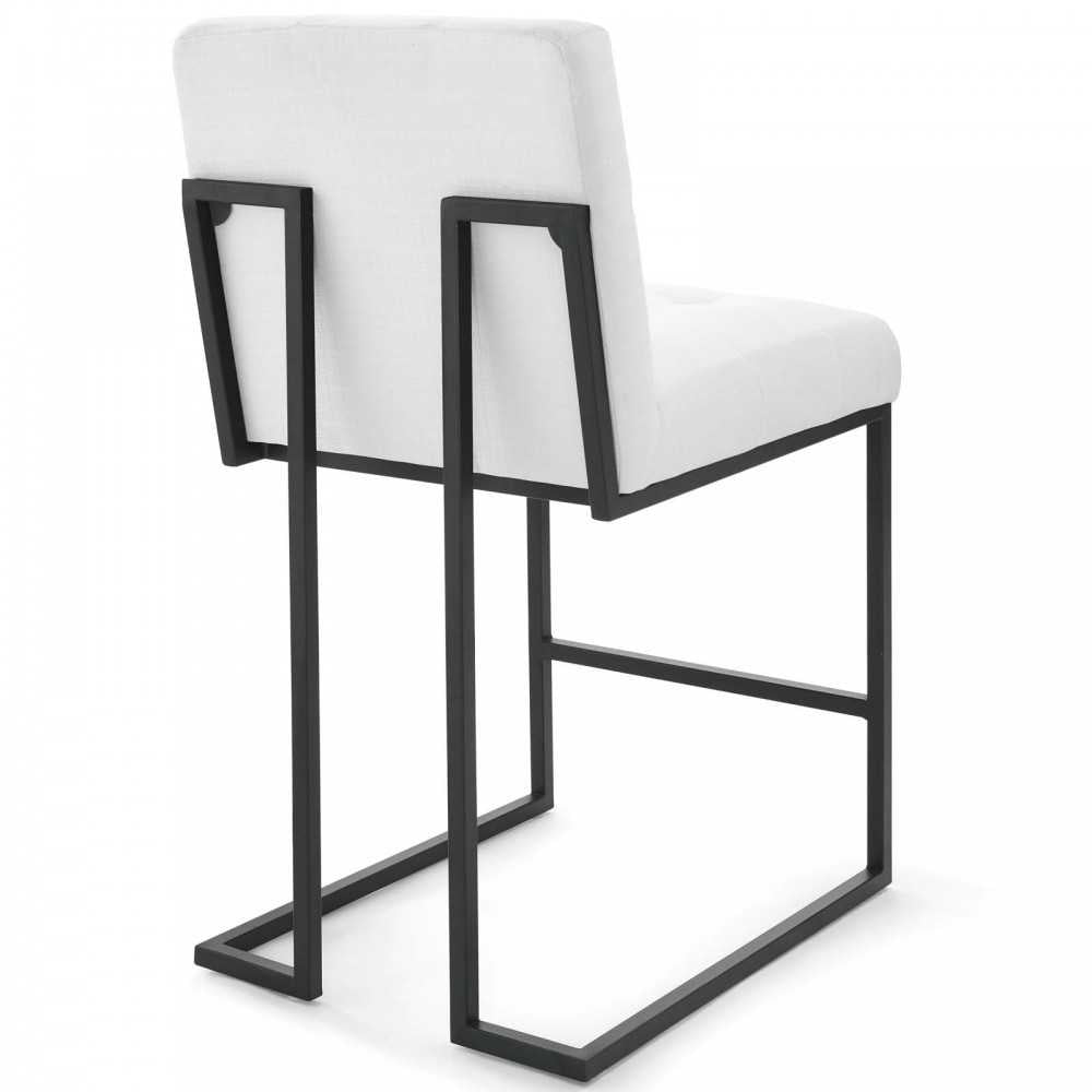 Privy Black Stainless Steel Upholstered Fabric Counter Stool, Black White