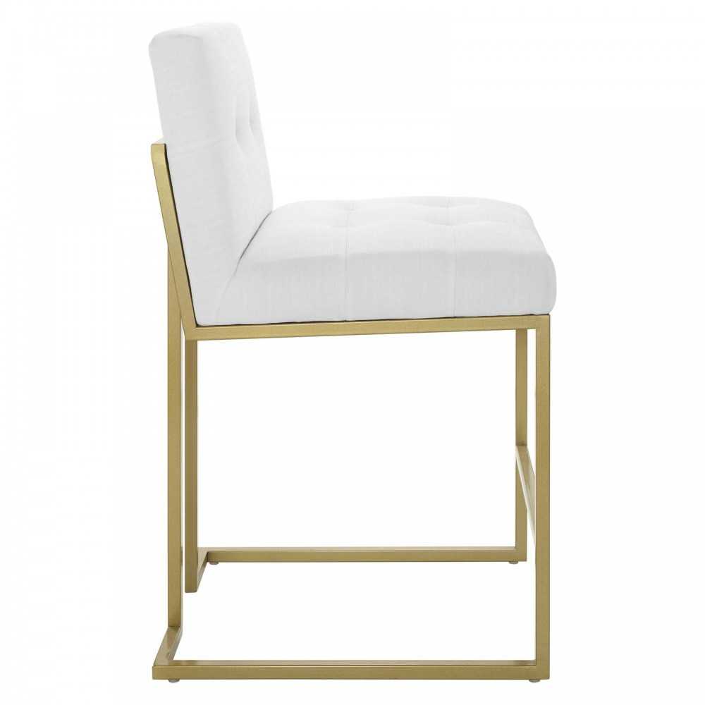 Privy Counter Stool Upholstered Fabric Set of 2, Gold White