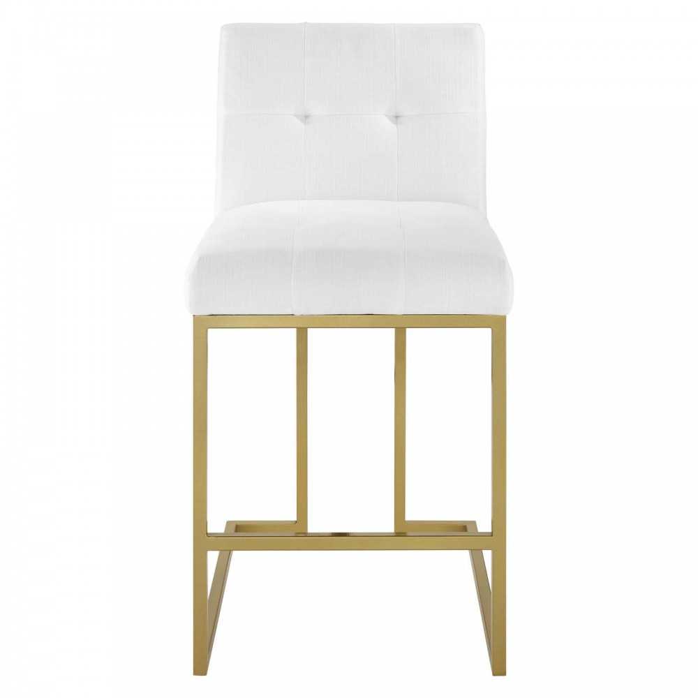 Privy Counter Stool Upholstered Fabric Set of 2, Gold White