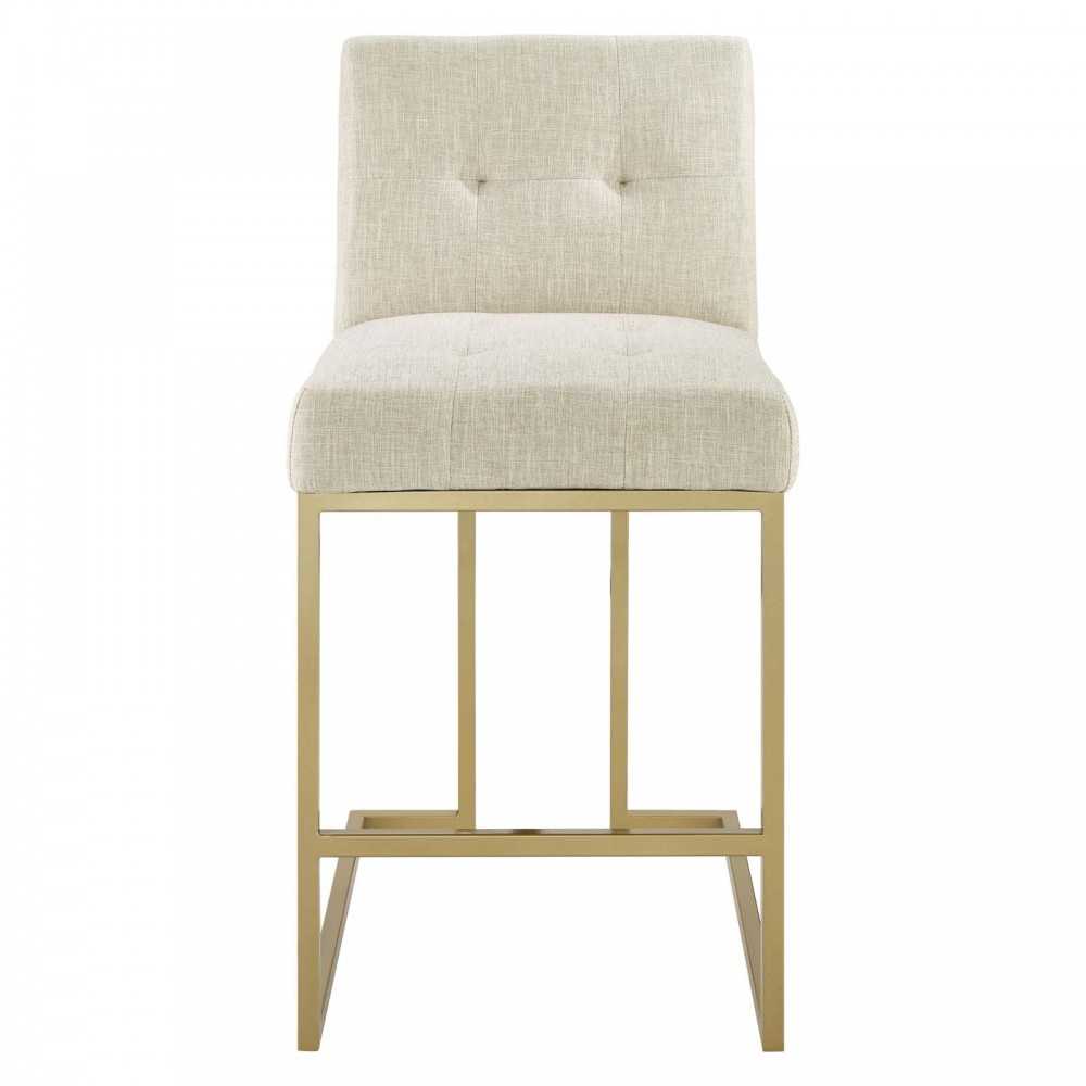 Privy Counter Stool Upholstered Fabric Set of 2, Gold Beige