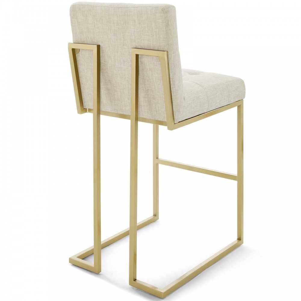 Privy Gold Stainless Steel Performance Velvet Bar Stool Set of 2, Gold Beige