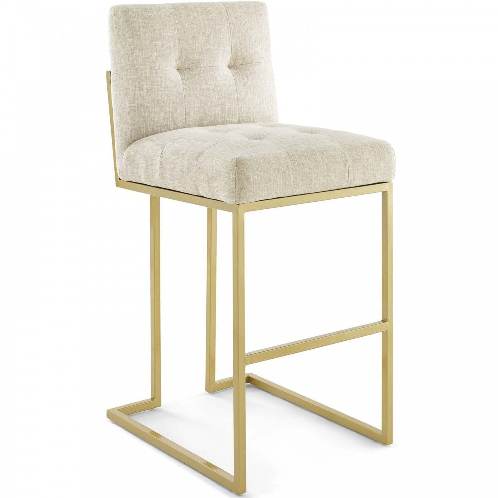 Privy Gold Stainless Steel Performance Velvet Bar Stool Set of 2, Gold Beige