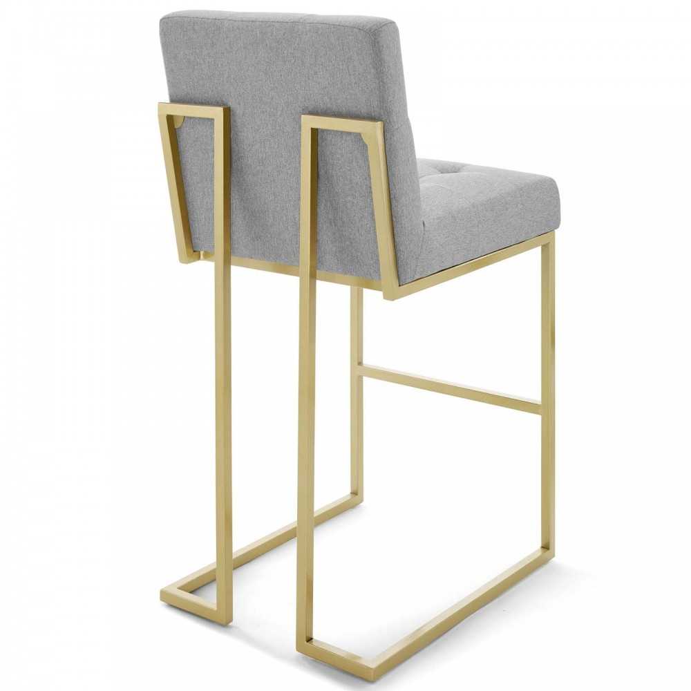 Privy Gold Stainless Steel Performance Velvet Bar Stool Set of 2, Gold Light Gray