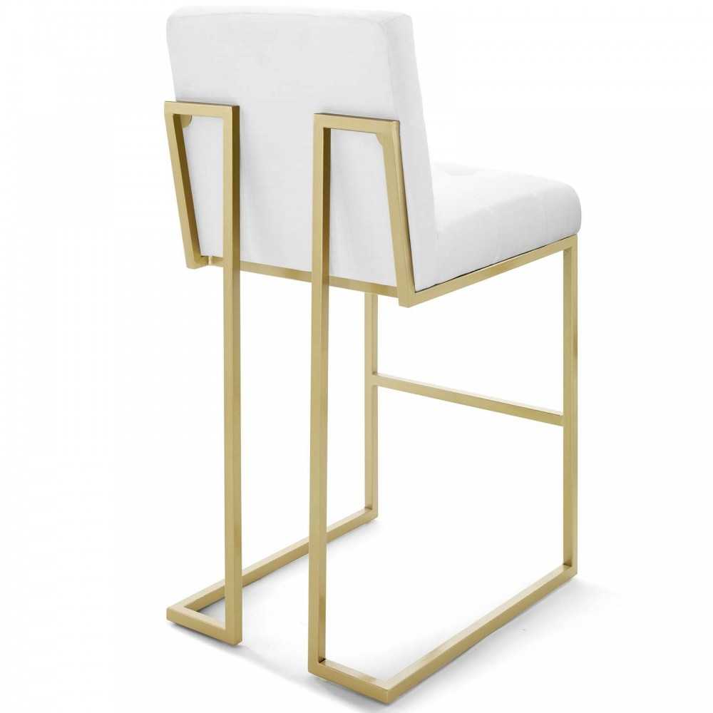 Privy Gold Stainless Steel Performance Velvet Bar Stool Set of 2, Gold White