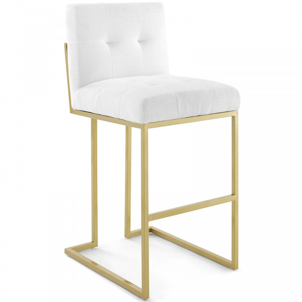 Privy Gold Stainless Steel Performance Velvet Bar Stool Set of 2, Gold White