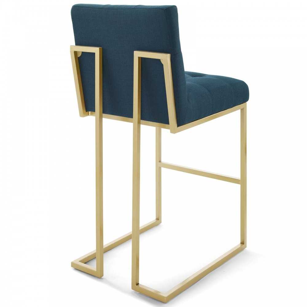 Privy Gold Stainless Steel Performance Velvet Bar Stool Set of 2, Gold Azure