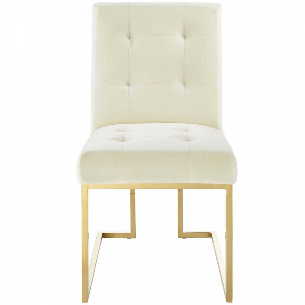 Privy Gold Stainless Steel Performance Velvet Dining Chair, Gold Ivory