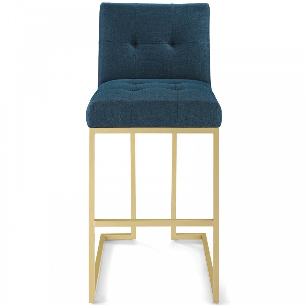 Privy Gold Stainless Steel Upholstered Fabric Bar Stool, Gold Azure