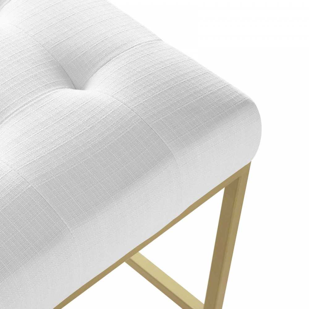 Privy Gold Stainless Steel Upholstered Fabric Counter Stool, Gold White