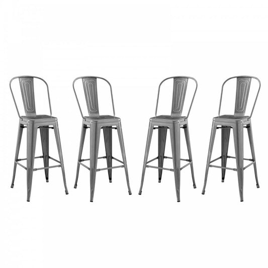 Promenade Bar Side Stool Metal Set of 4, Gunmetal