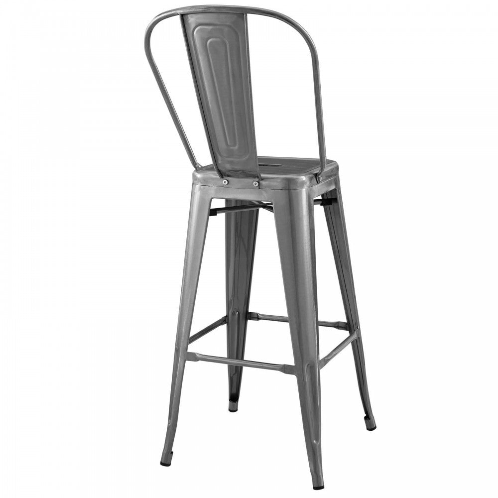 Promenade Bar Side Stool Metal Set of 4, Gunmetal