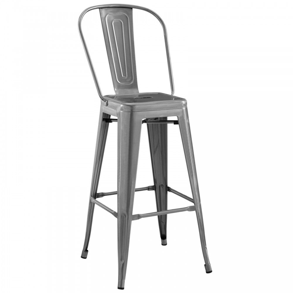 Promenade Bar Side Stool Metal Set of 4, Gunmetal