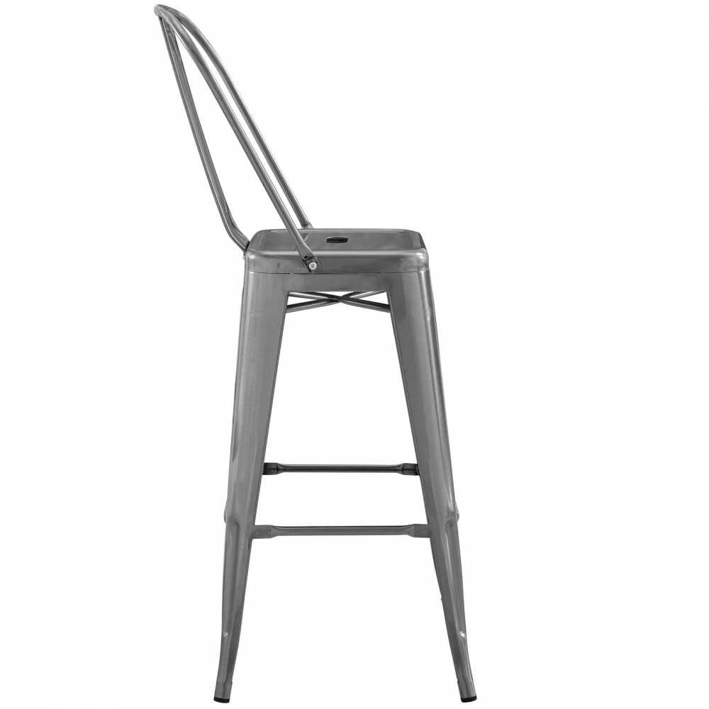 Promenade Bar Side Stool Metal Set of 4, Gunmetal