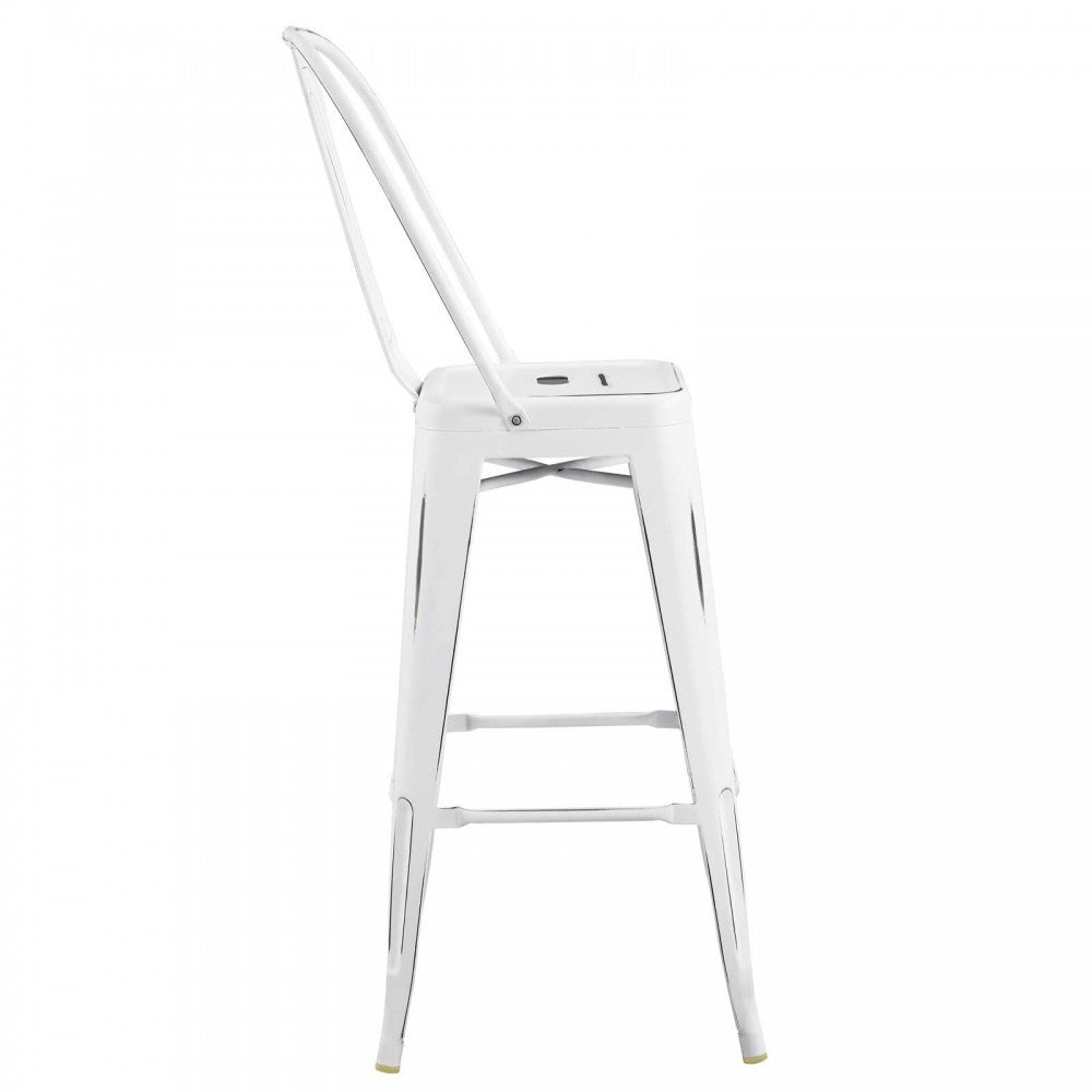 Promenade Bar Side Stool Metal Set of 4, White