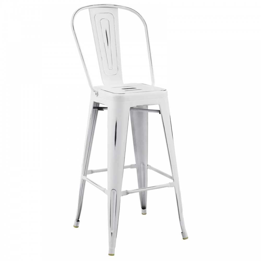 Promenade Bar Side Stool Metal Set of 4, White