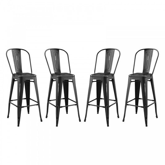 Promenade Bar Side Stool Metal Set of 4, Black