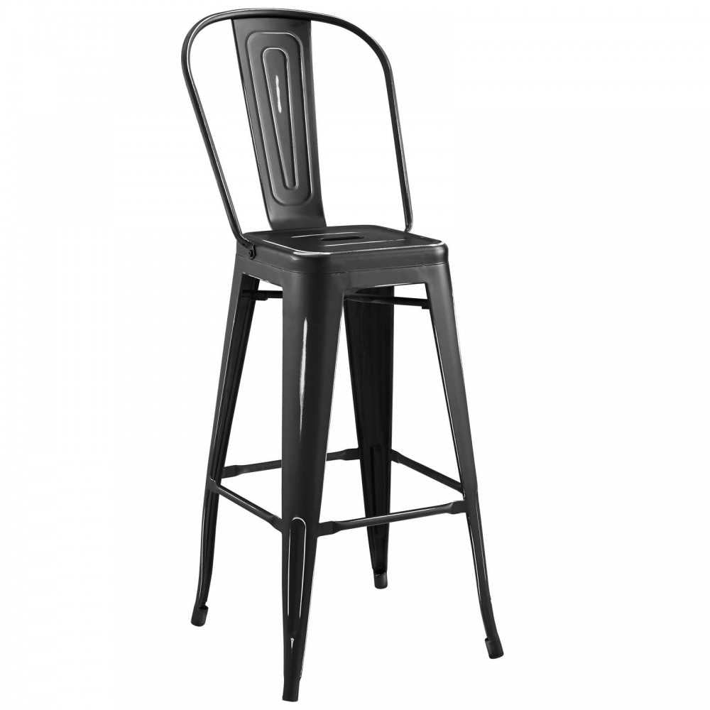 Promenade Bar Side Stool Metal Set of 4, Black