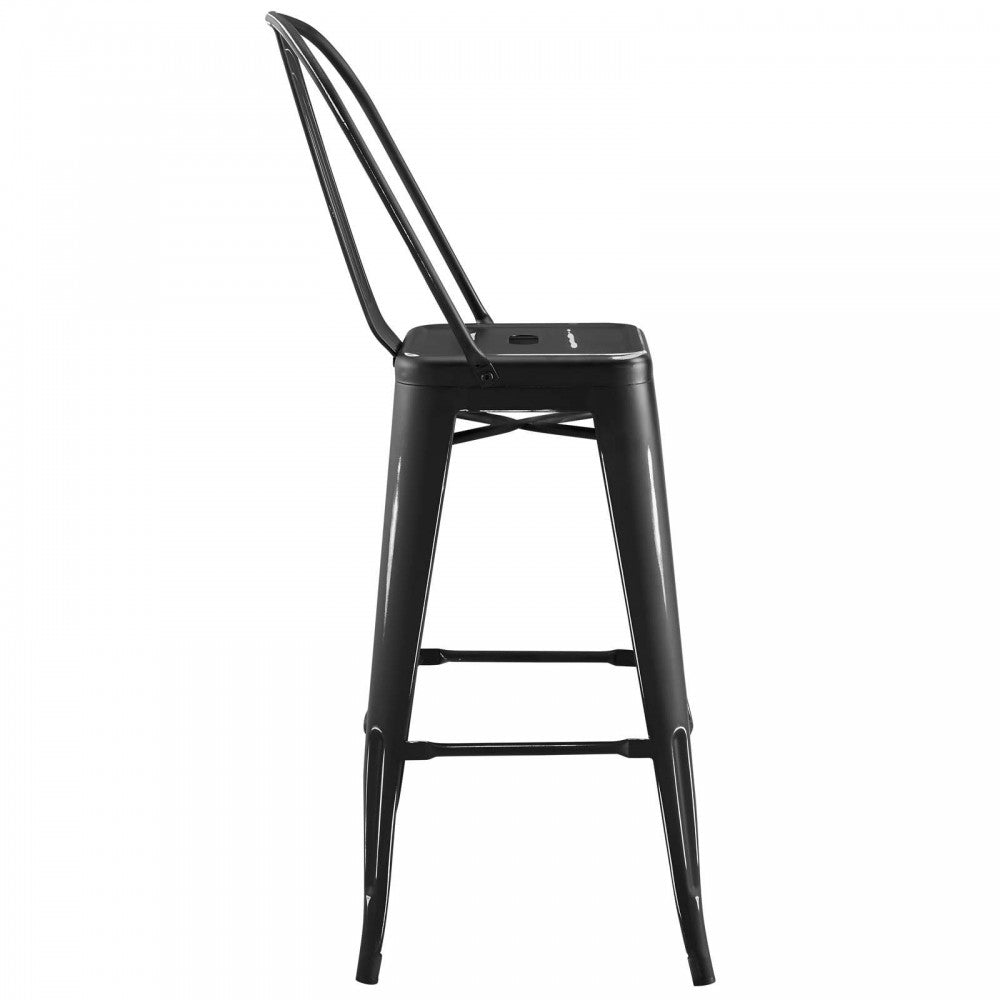 Promenade Bar Side Stool Metal Set of 4, Black