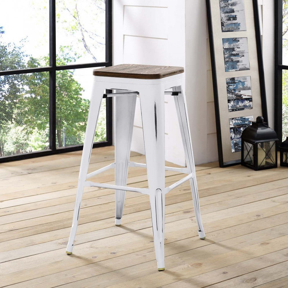 Promenade Bar Stool, White, EEI-2819-WHI