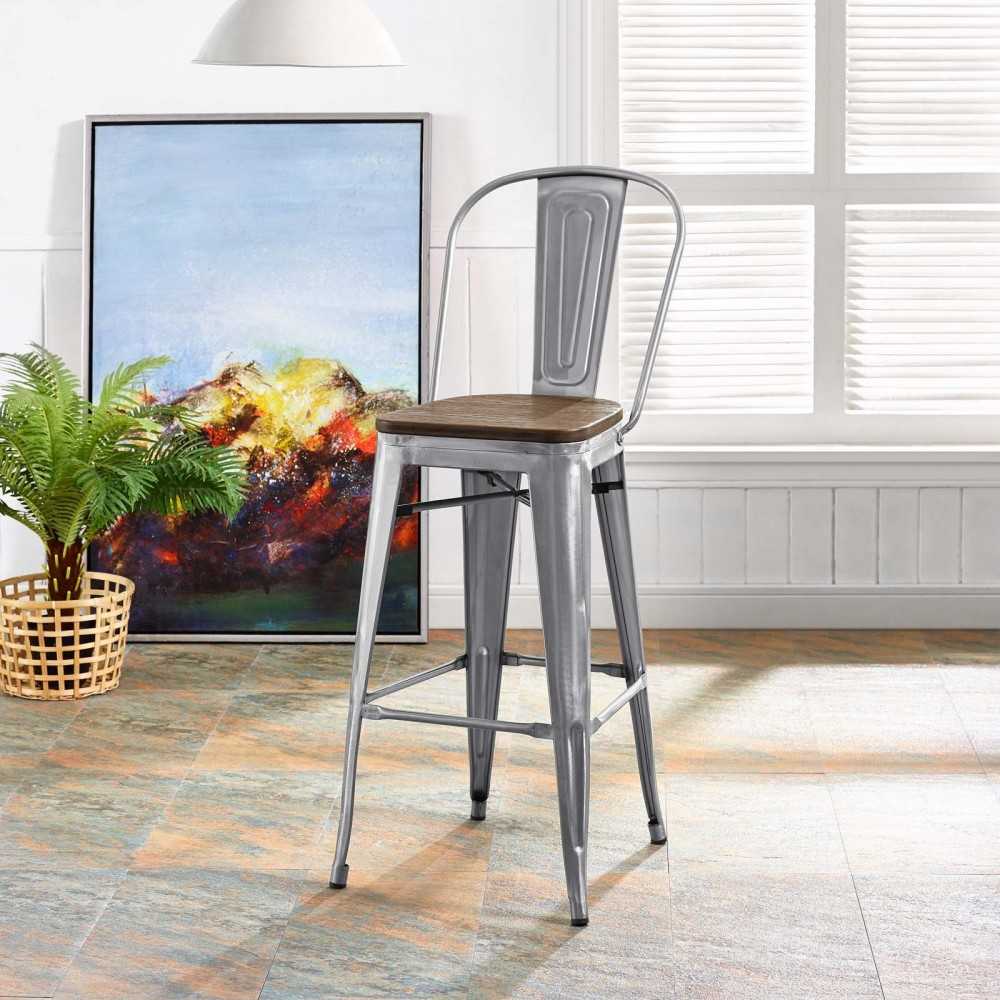 Promenade Bar Stool, Gunmetal, EEI-2814-GME