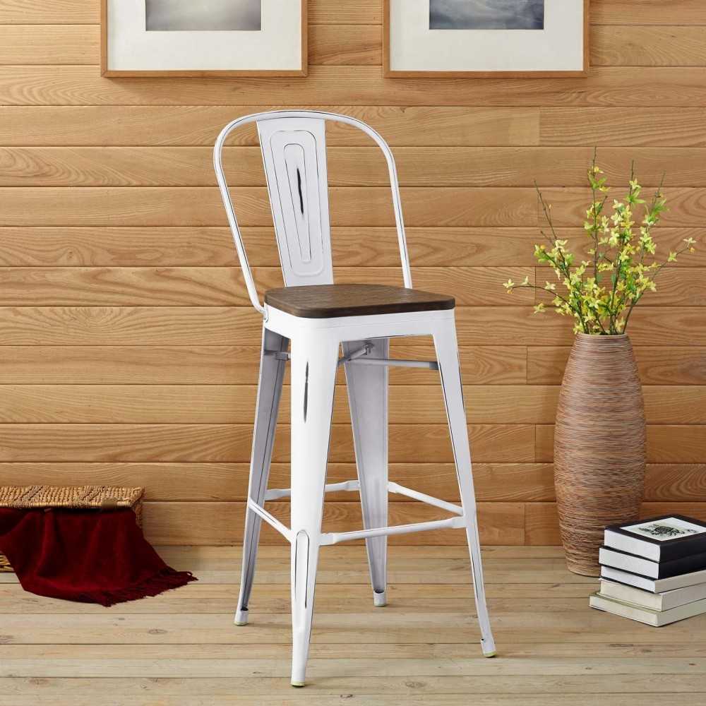 Promenade Bar Stool, White, EEI-2814-WHI