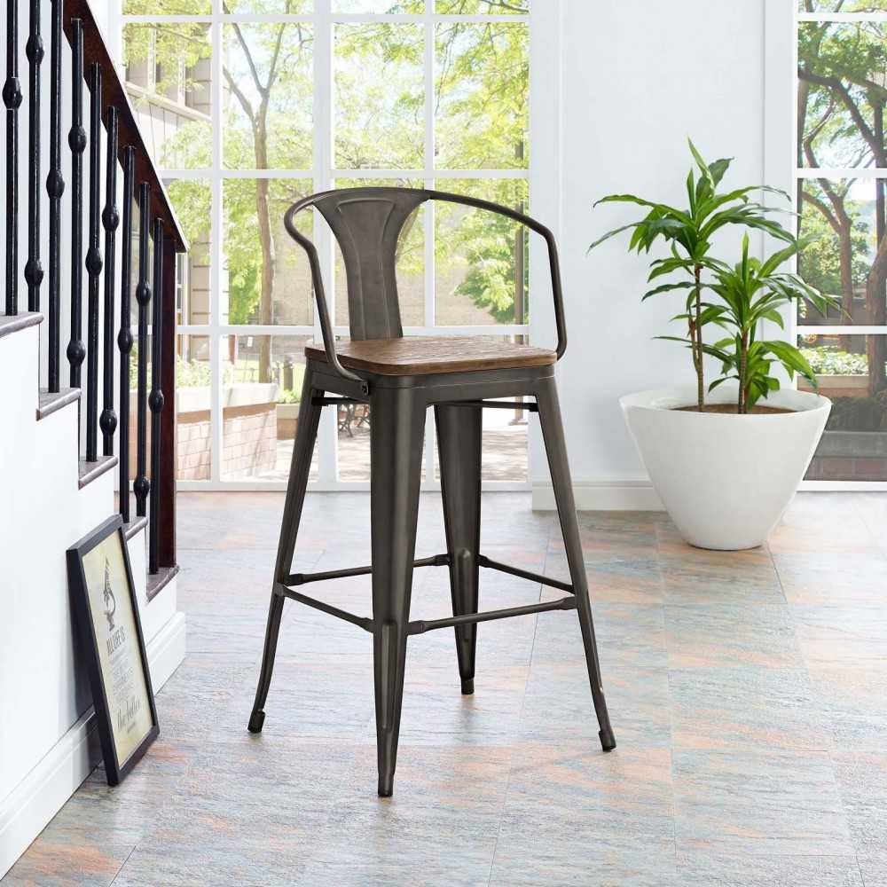 Promenade Bar Stool, Brown, EEI-2818-BRN