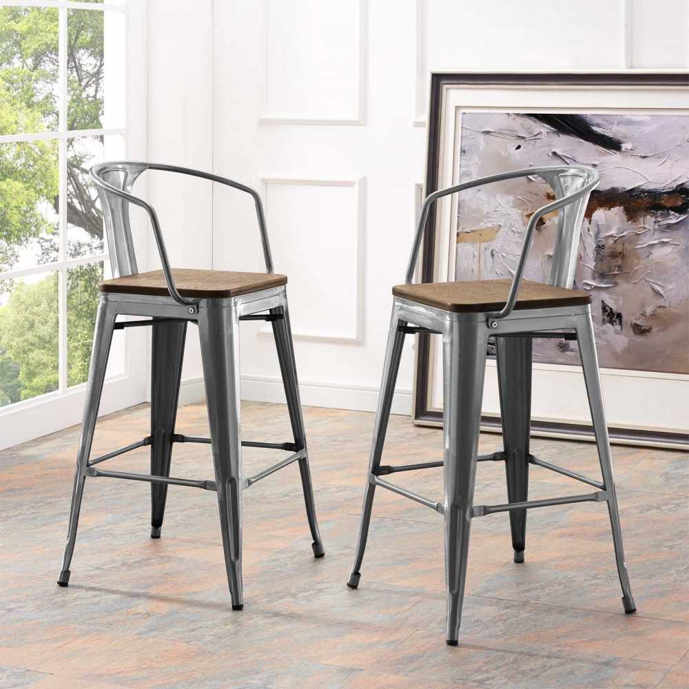 Promenade Bar Stool, Gunmetal, EEI-2818-GME