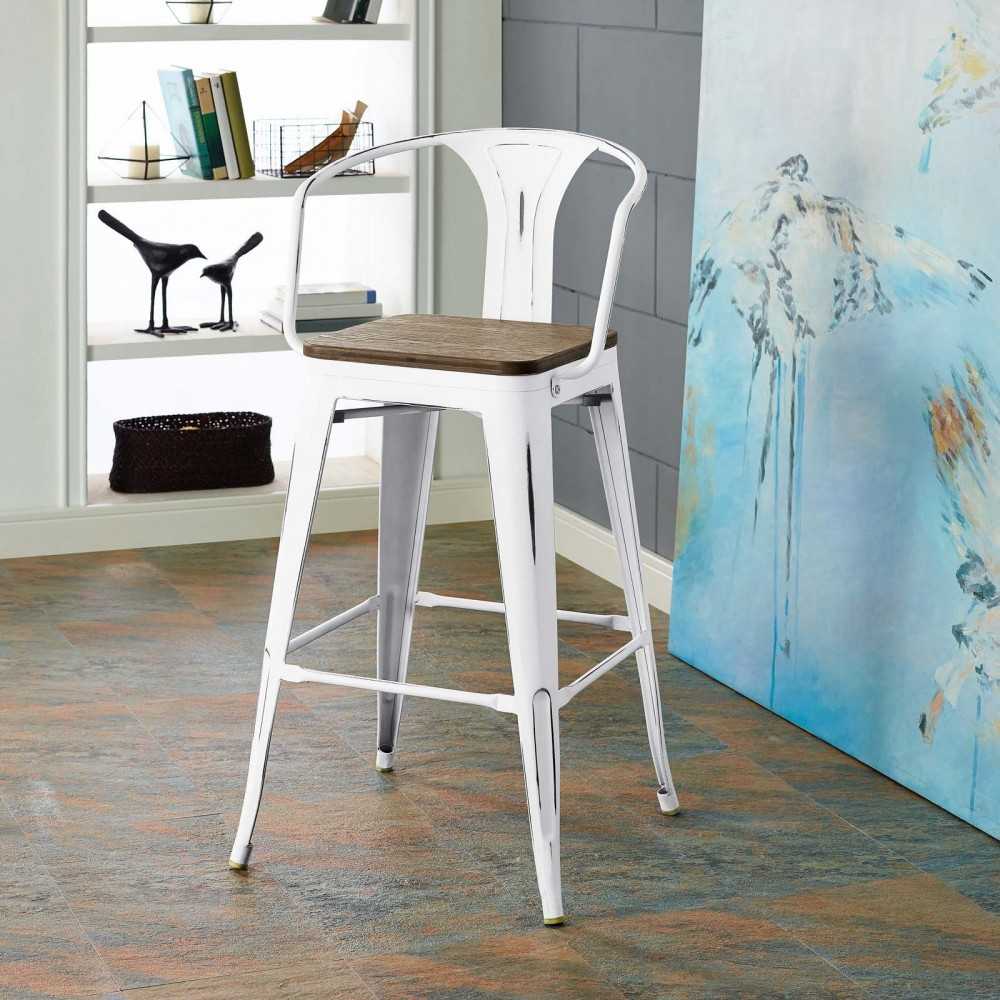 Promenade Bar Stool, White, EEI-2818-WHI