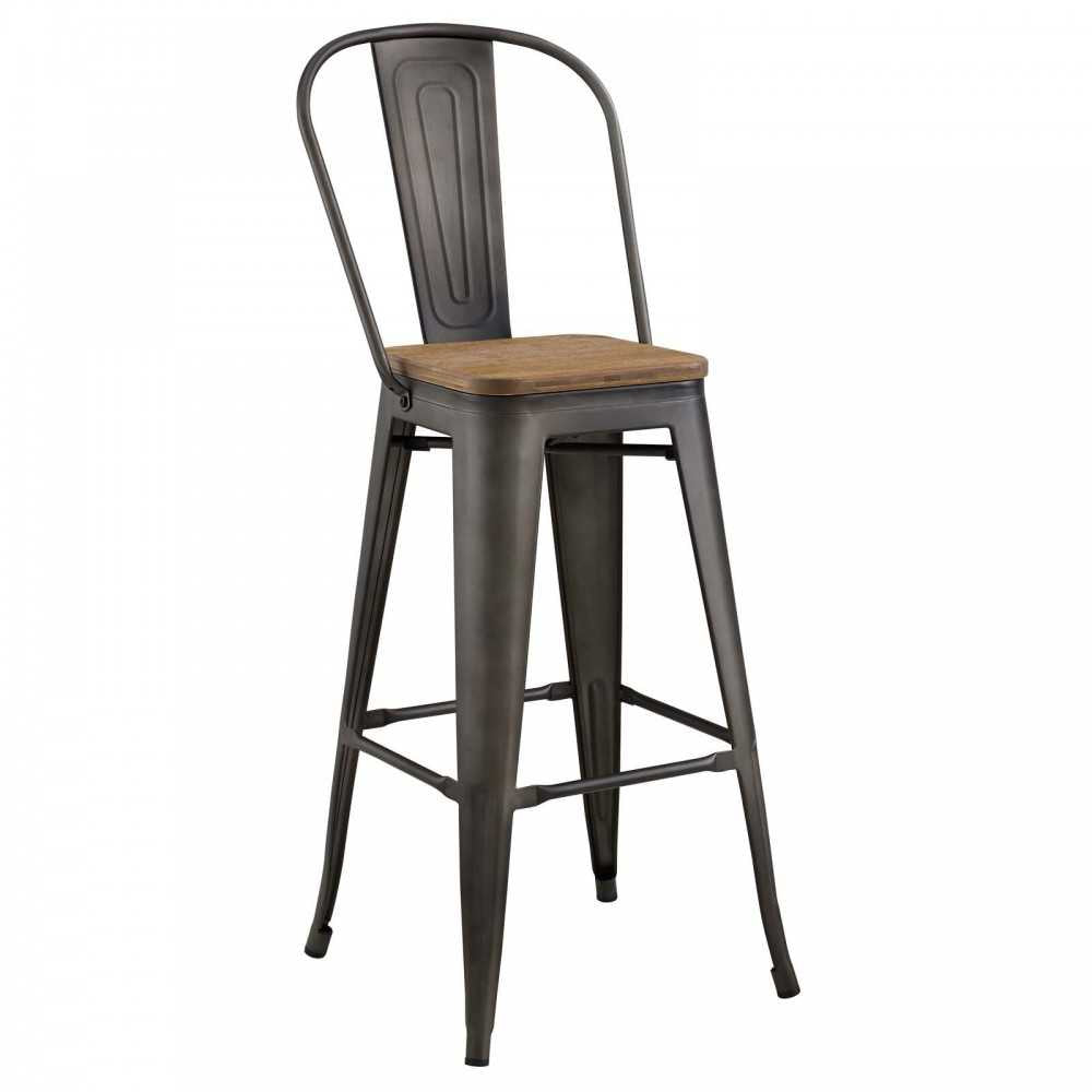 Promenade Bar Stool Metal Set of 2, Brown