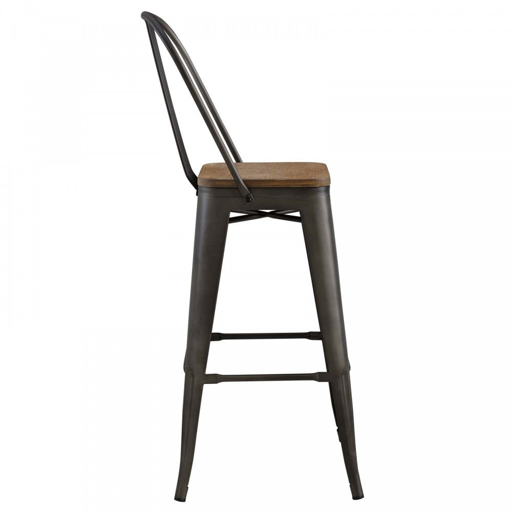 Promenade Bar Stool Metal Set of 2, Brown