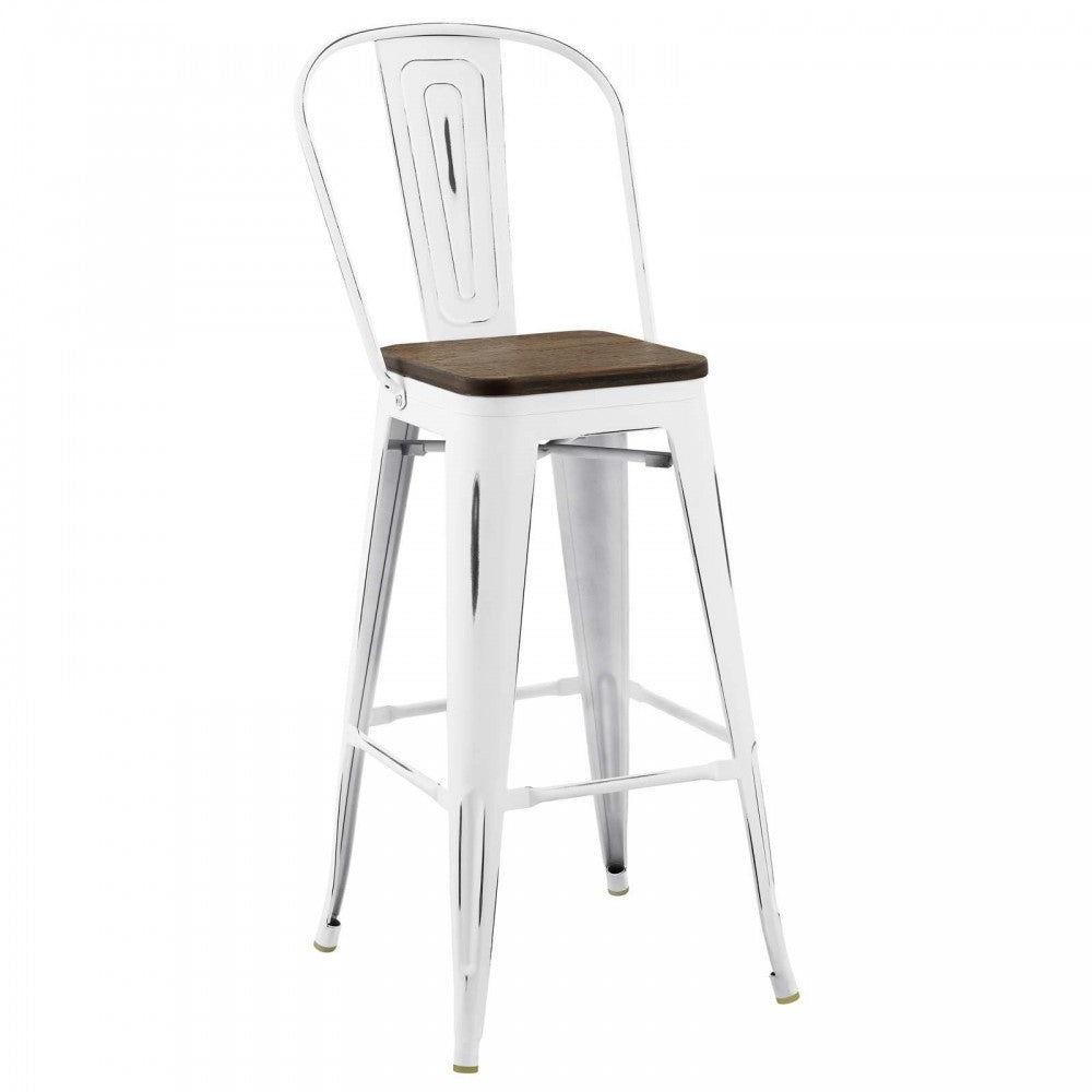 Promenade Bar Stool Metal Set of 2, White