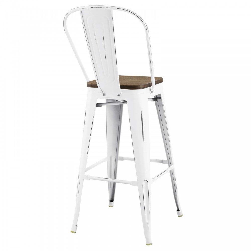 Promenade Bar Stool Metal Set of 2, White