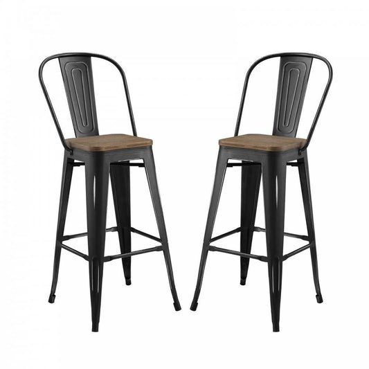 Promenade Bar Stool Metal Set of 2, Black