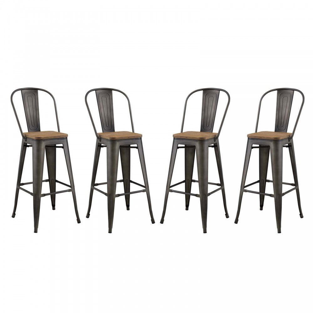 Promenade Bar Stool Metal Set of 4, Brown