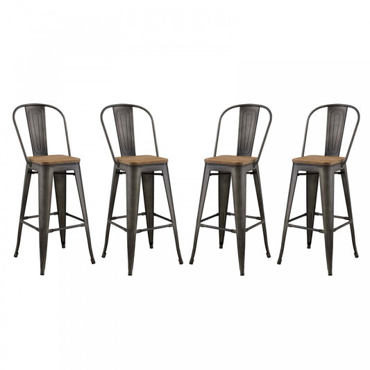 Promenade Bar Stool Metal Set of 4, Brown