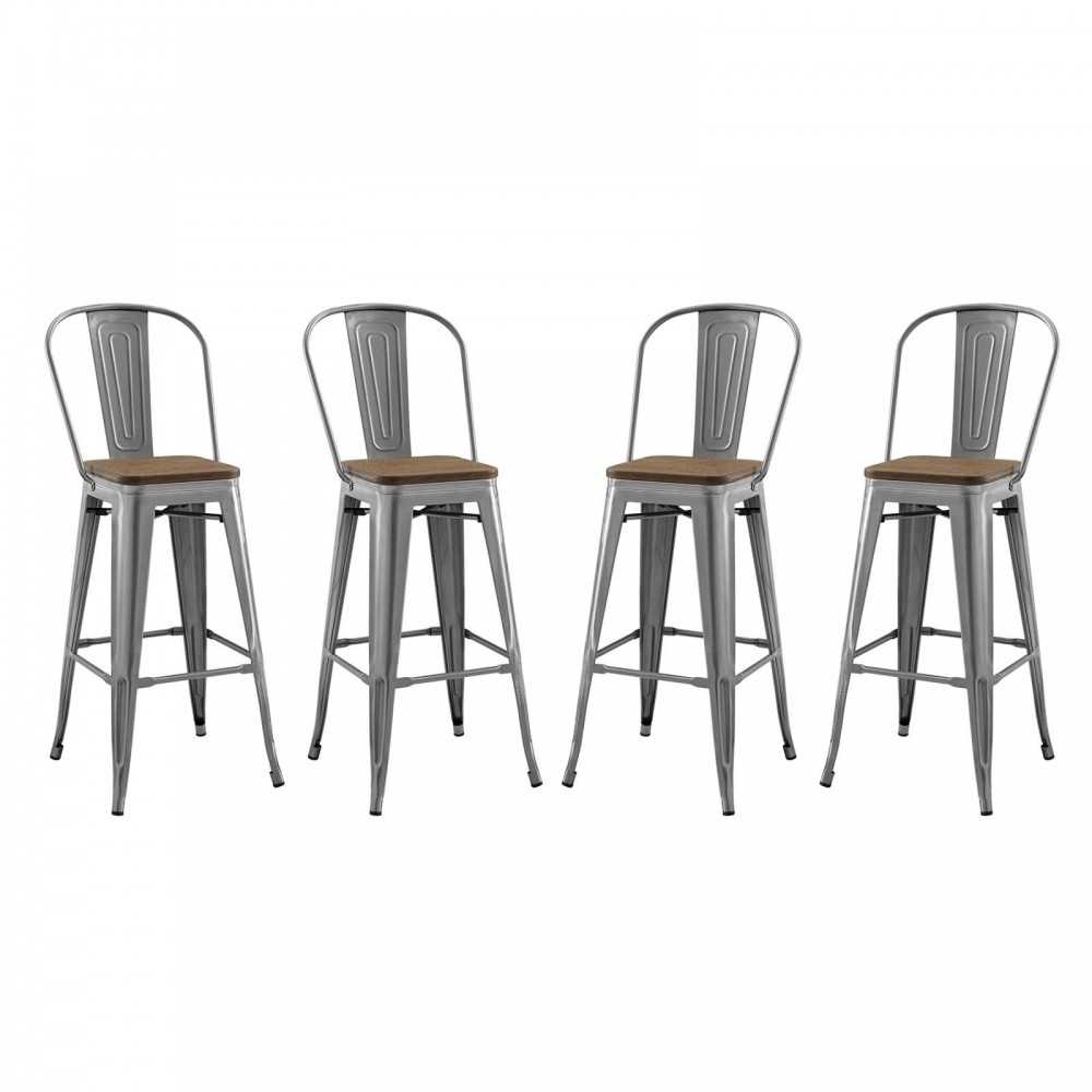 Promenade Bar Stool Metal Set of 4, Gunmetal