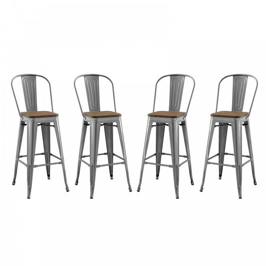 Promenade Bar Stool Metal Set of 4, Gunmetal