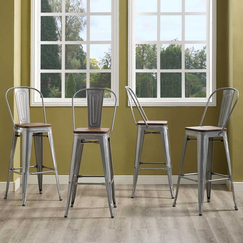 Promenade Bar Stool Metal Set of 4, Gunmetal