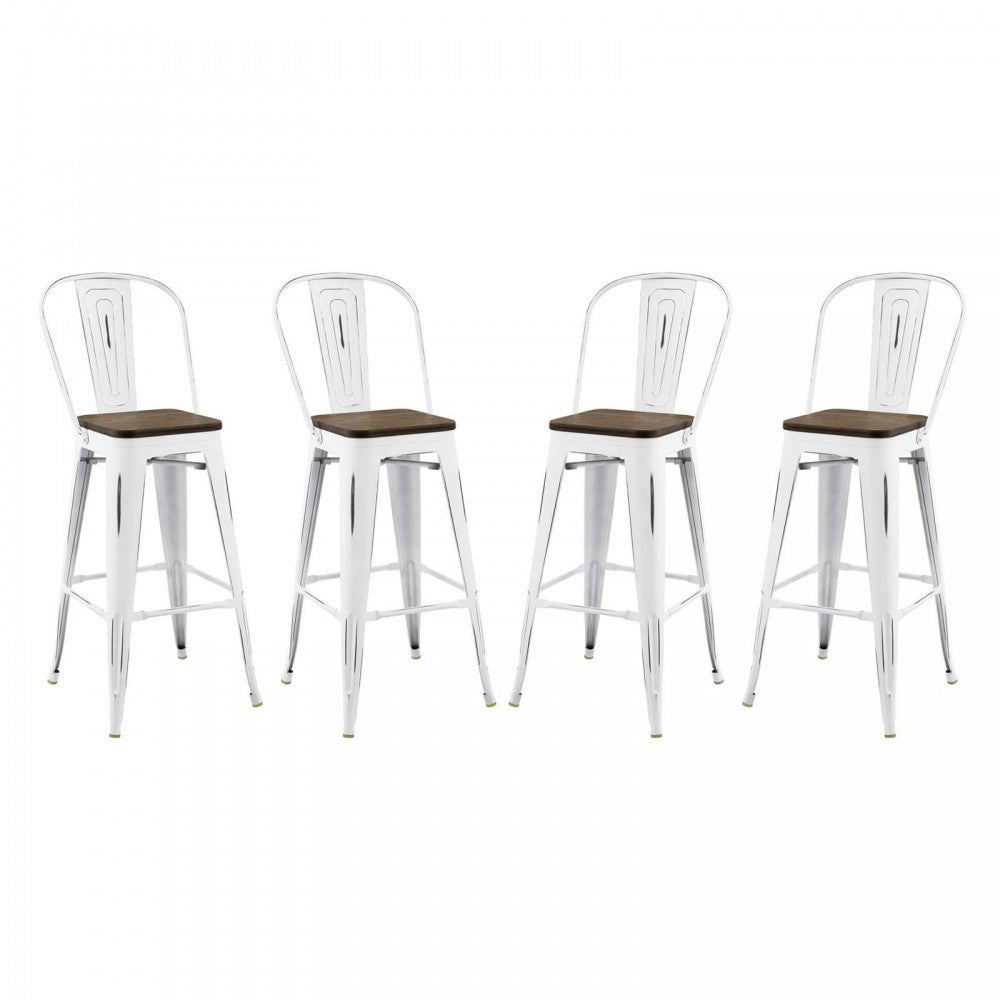 Promenade Bar Stool Metal Set of 4, White