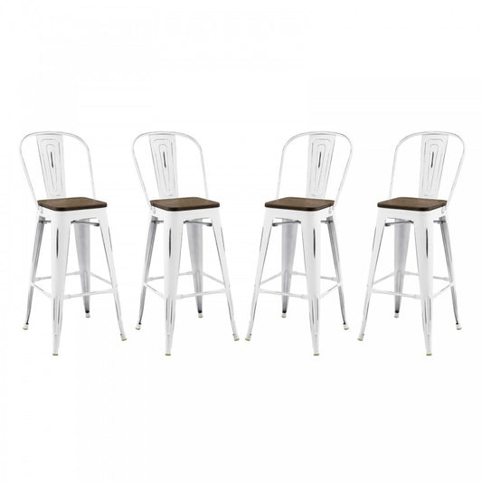 Promenade Bar Stool Metal Set of 4, White