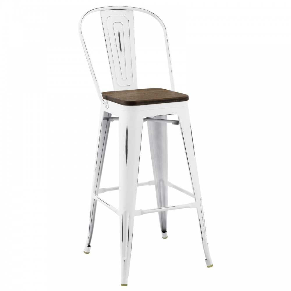 Promenade Bar Stool Metal Set of 4, White