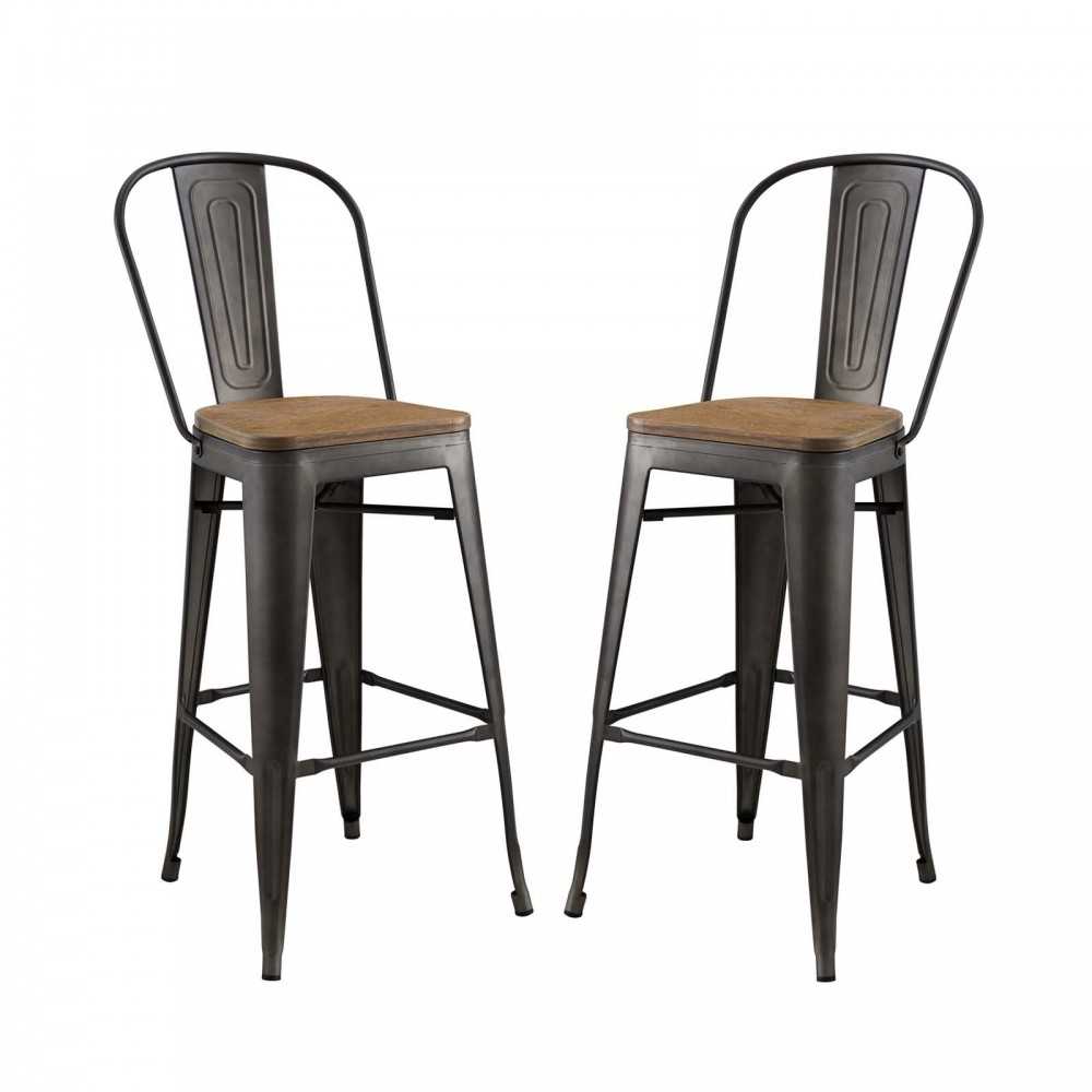 Promenade Bar Stool Set of 2, Brown, EEI-3896-BRN-SET