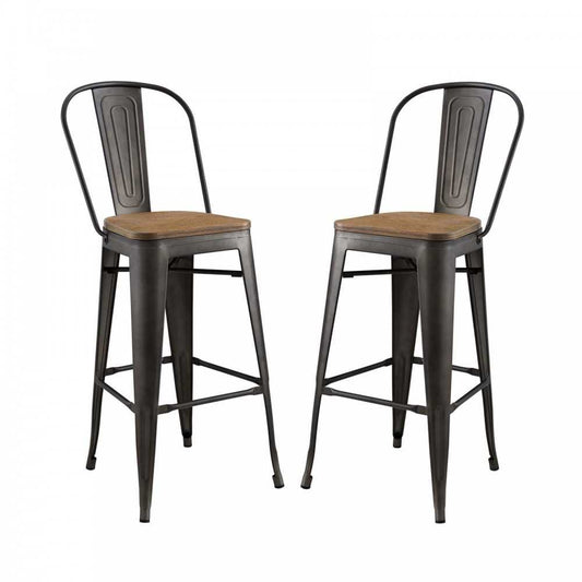 Promenade Bar Stool Set of 2, Brown, EEI-3896-BRN-SET