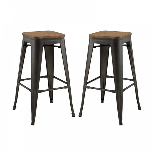 Promenade Bar Stool Set of 2, Brown, EEI-3956-BRN